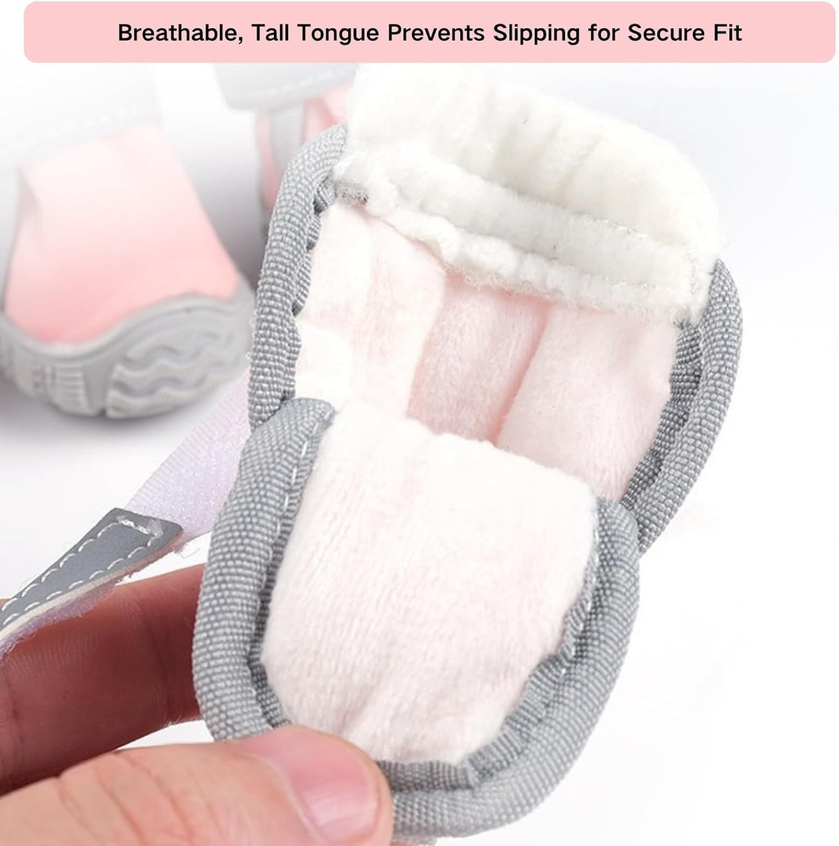 Fleece‑Lined Dog Booties Anti‑Slip Winter Paw Shoes, Pink 2#