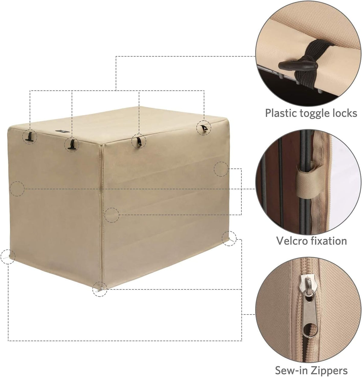 X-ZONE PET Dog Crate Cover Waterproof Kennel Cover, 30 in Beige