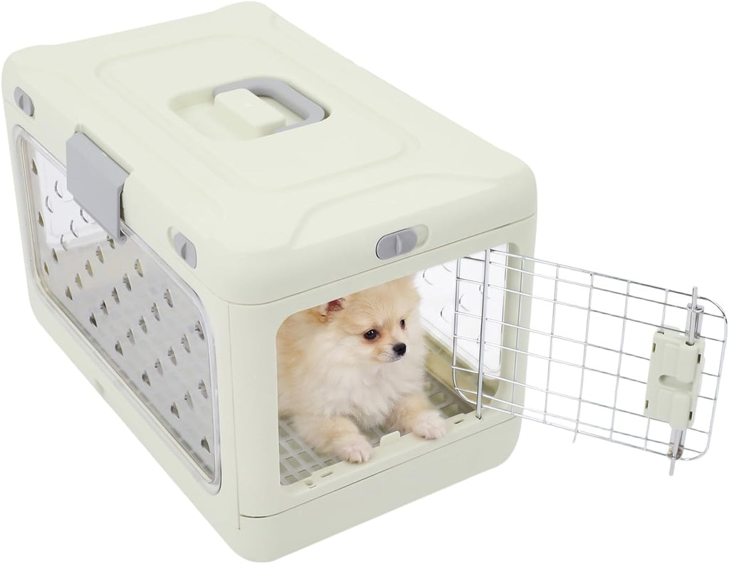 Collapsible Dog Crate for Small Dogs, Hard Cat Carrier 19.69x12.6x12.2in