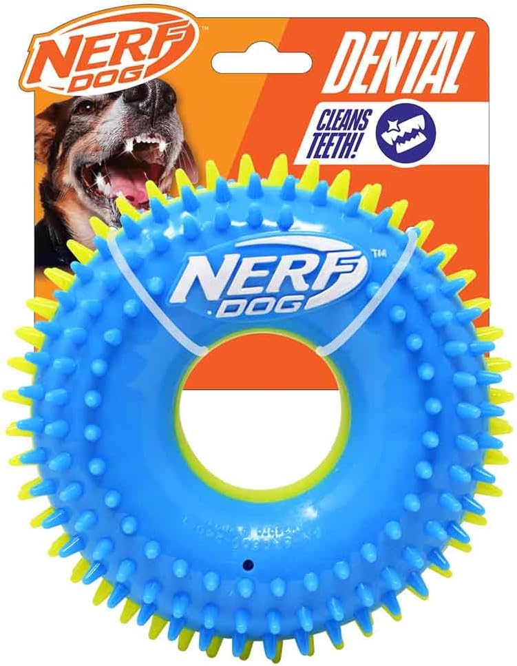 Nerf Dog 6in TPR Squeak Spike Ring -Light Blue/Green