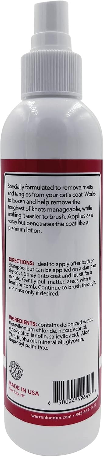 Warren London Cat Detangler Spray, Unscented Leave-in Conditioner, 8 oz
