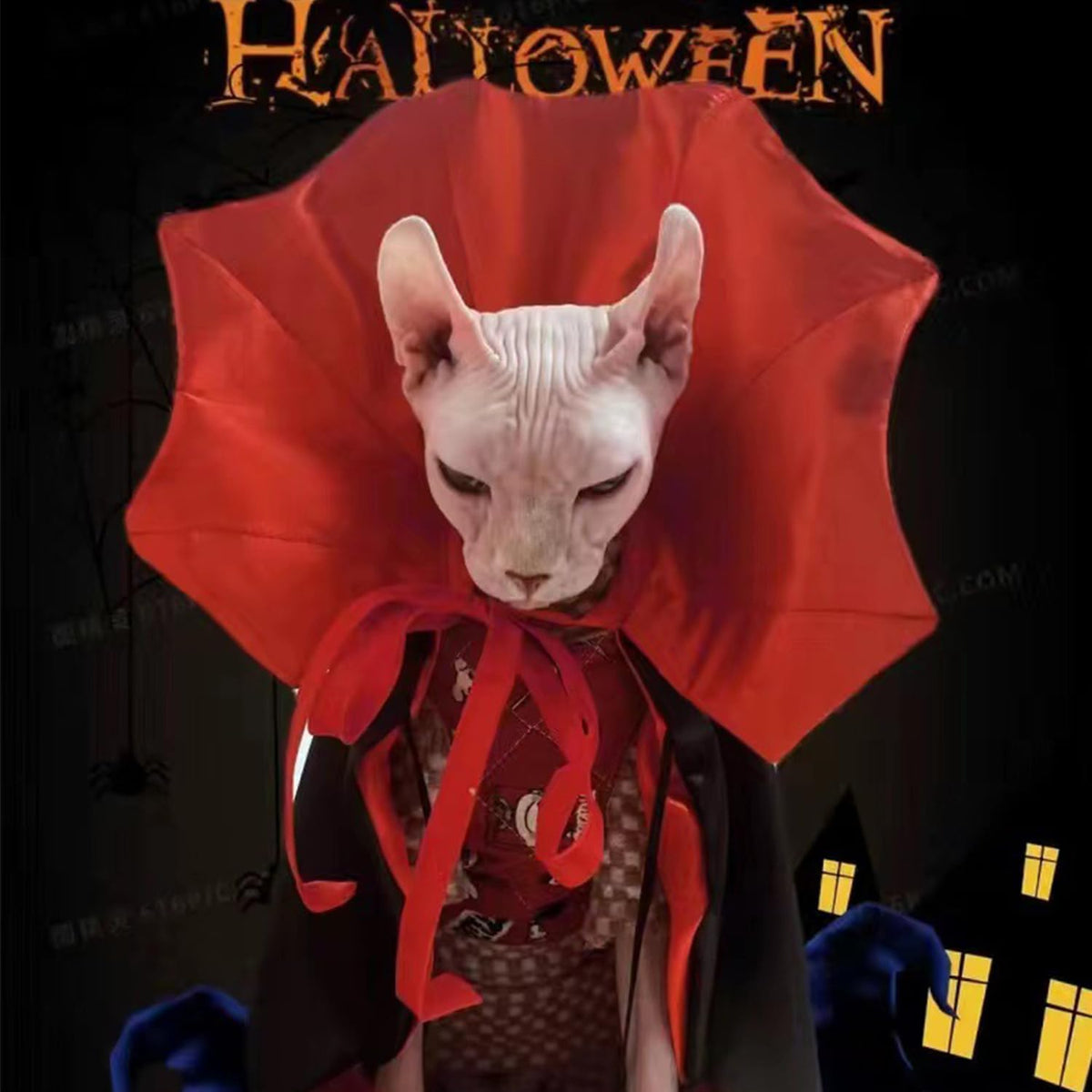 Pet Halloween Vampire Baron Cloak, Festival Cosplay Robe, Pet Halloween Costume Clothes Suit for Medium and Large Cats a
