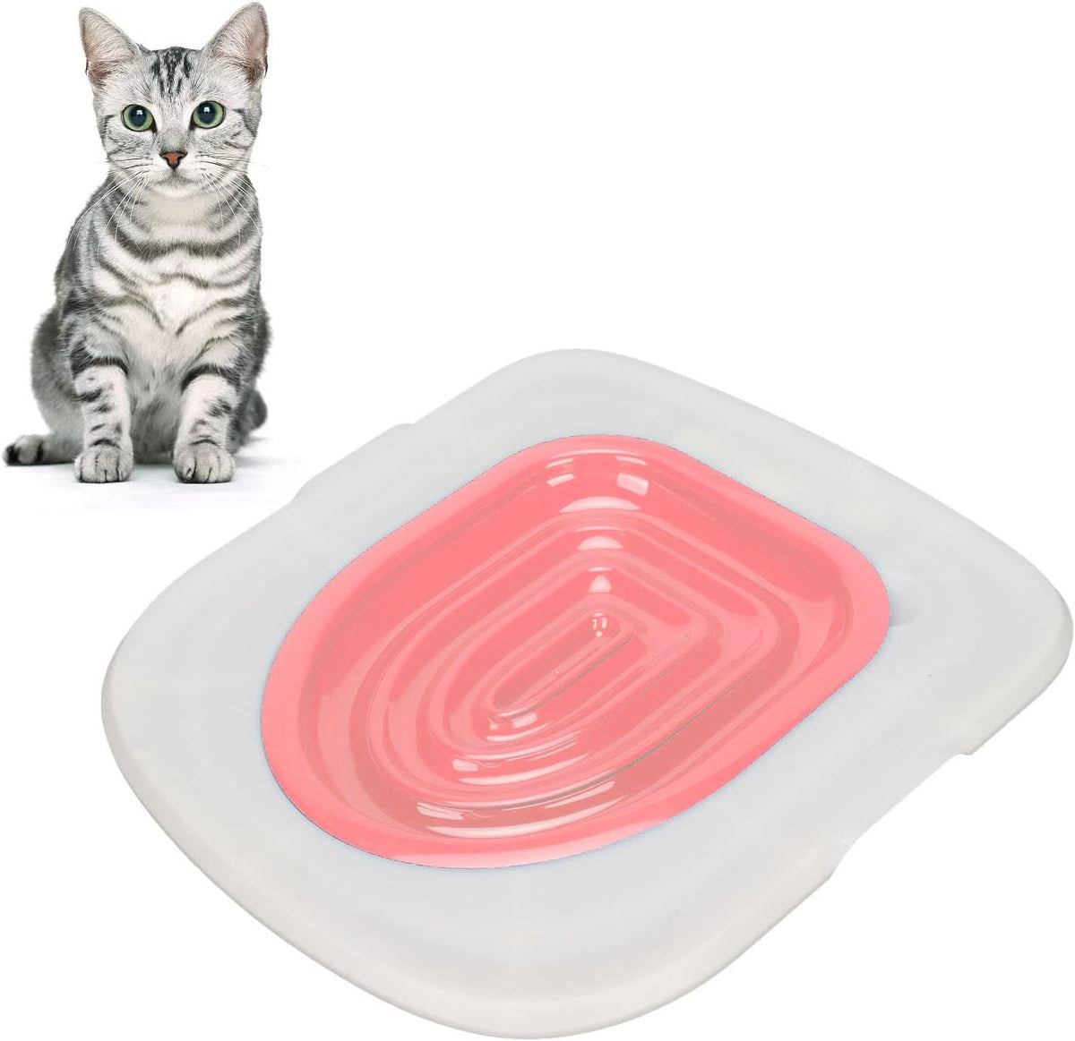 Cat Toilet Training Kit, Universal Reusable Cat Toilet Trainer for Pet Cleaning (White Tray, 1 Blue Inner Support)