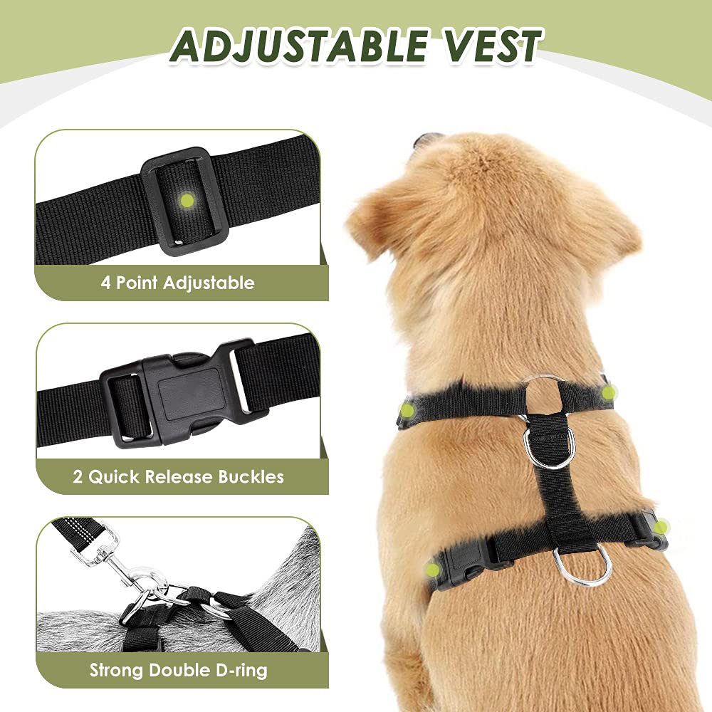 SlowTon Dog Seat Belt and Harness for Car, 2 in 1 Seatbelt Buckle, B M