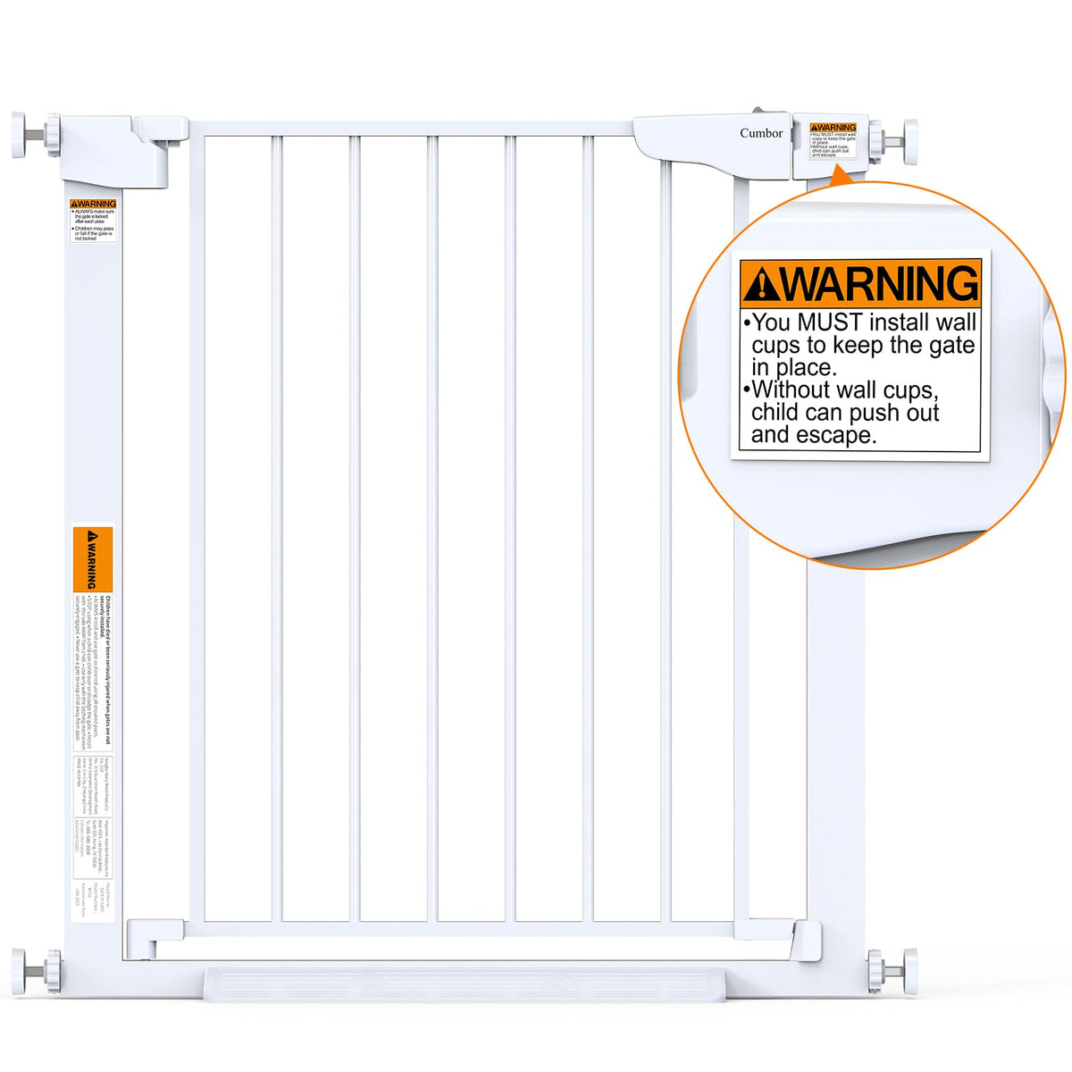 Cumbor 30-46" Baby Gate for Stairs, Auto Close Dog Gate for Doorways White