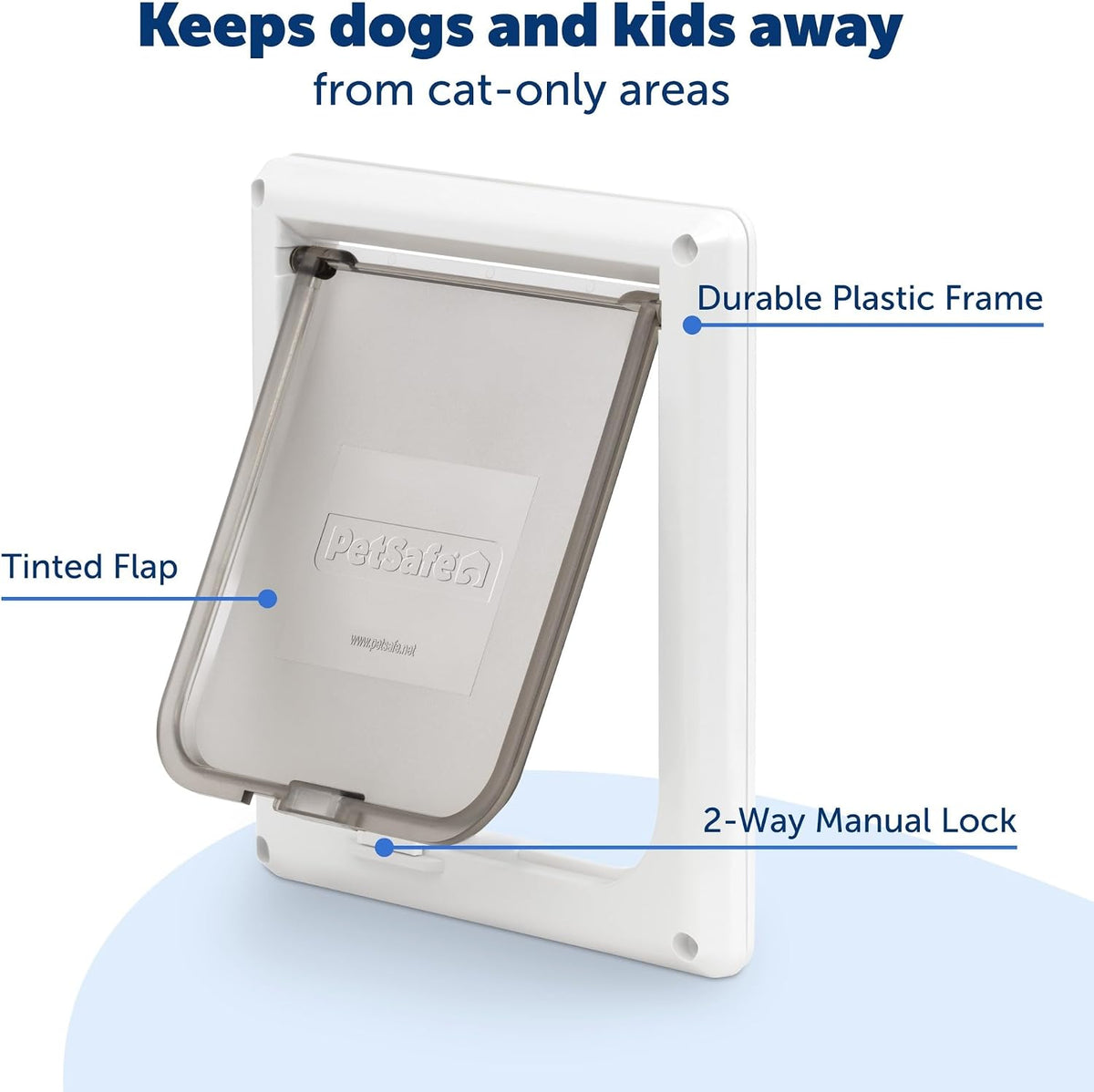 PetSafe Interior Cat Door, 2-Way Lock, White, Cats up to 15 lb
