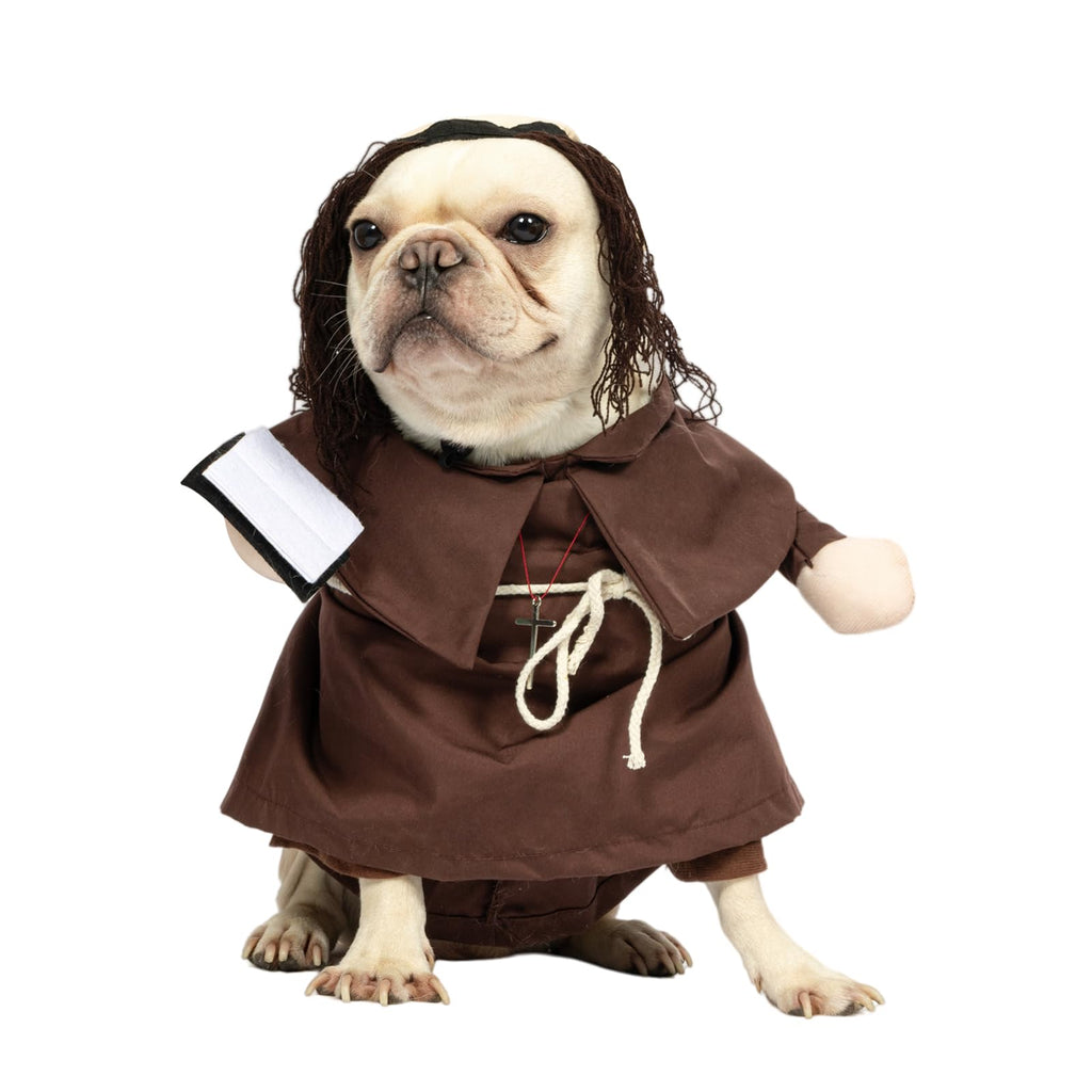 NACOCO Halloween Dog Priest Costume - Pet Minister Clothes Cat Funny Pope Clergy Outfit Apparel Adjustable for Small Medium and Large Dogs(Brown Priest, M)