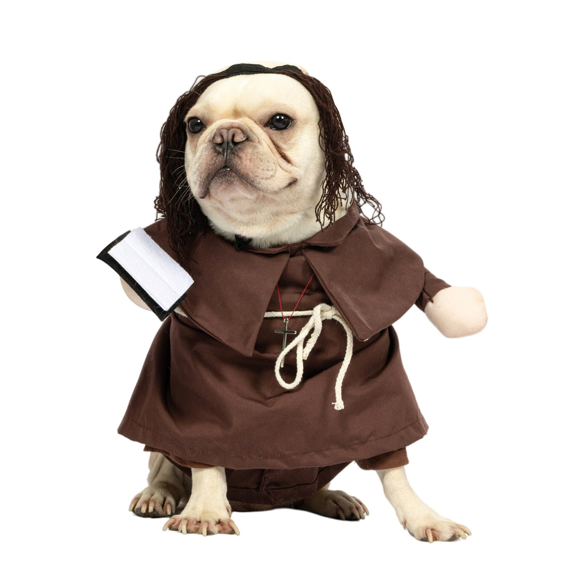 NACOCO Halloween Dog Priest Costume - Pet Minister Clothes Cat Funny Pope Clergy Outfit Apparel Adjustable for Small Medium and Large Dogs(Brown Priest, M)