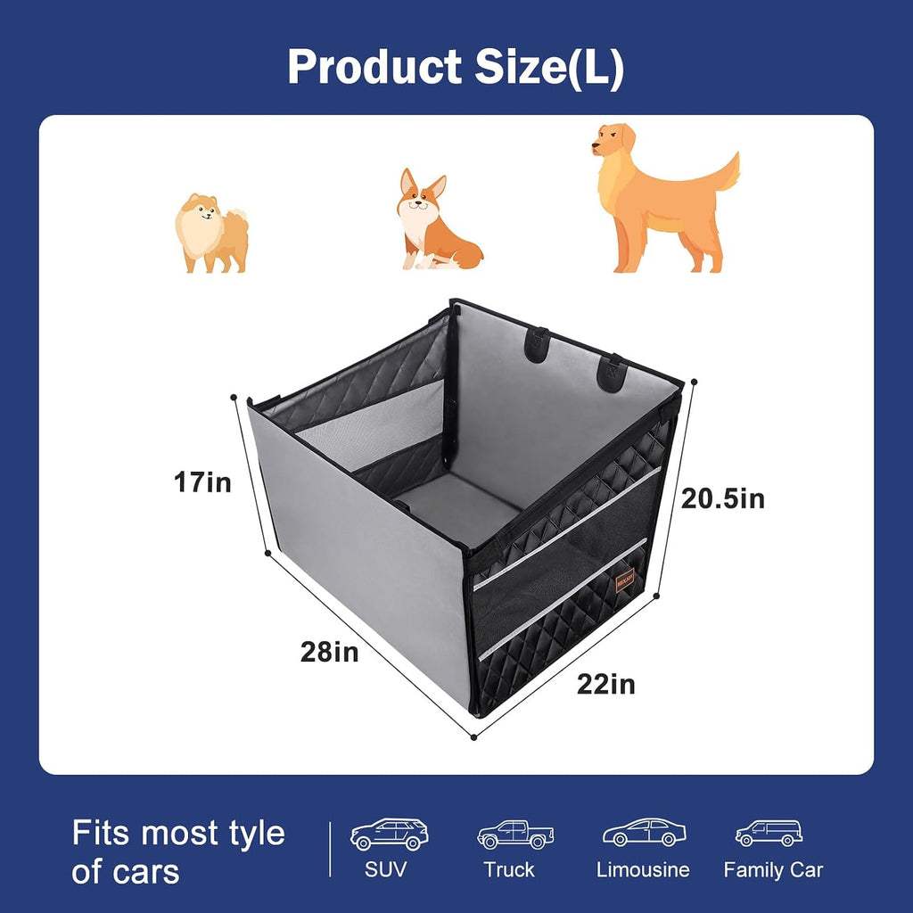 MIXJOY Dog Car Seat for Large Medium Dogs, Back Seat Extender for Pets, Waterproof Pet Carseat for Medium Sized Dog, Ham