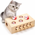 Wooden Whack a Mole Cat Toy Interactive Pop Up Mouse Hunting Game