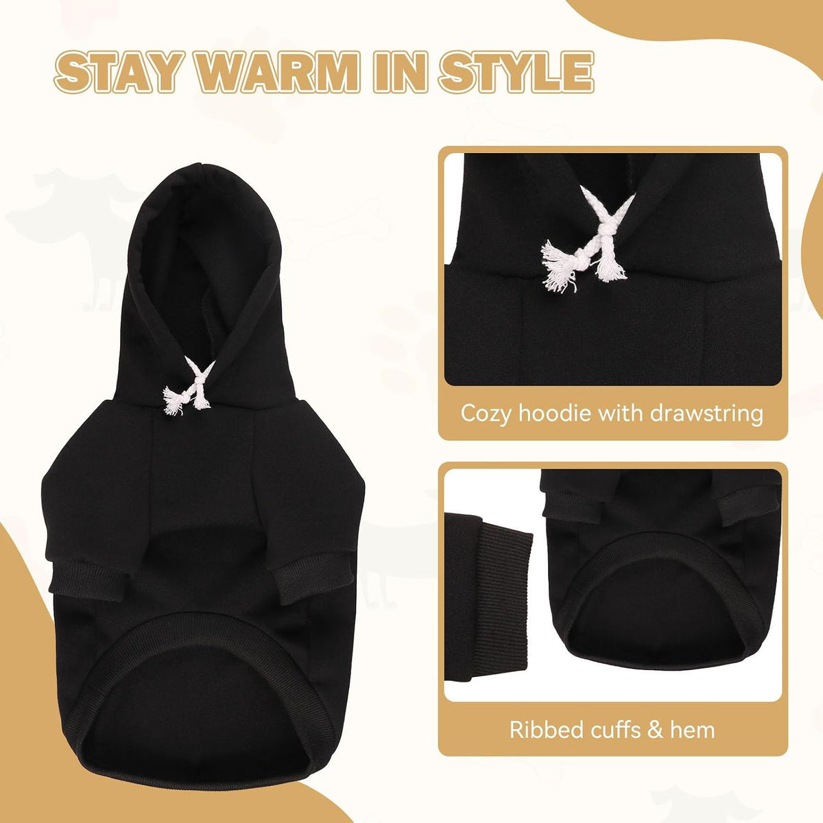 5XL Dog Sweaters for Large Dogs,Extra-Large Dog Hoodie,Security Warm Brushed Fleece Sweatshirt with Hood & Pocket,Leash 