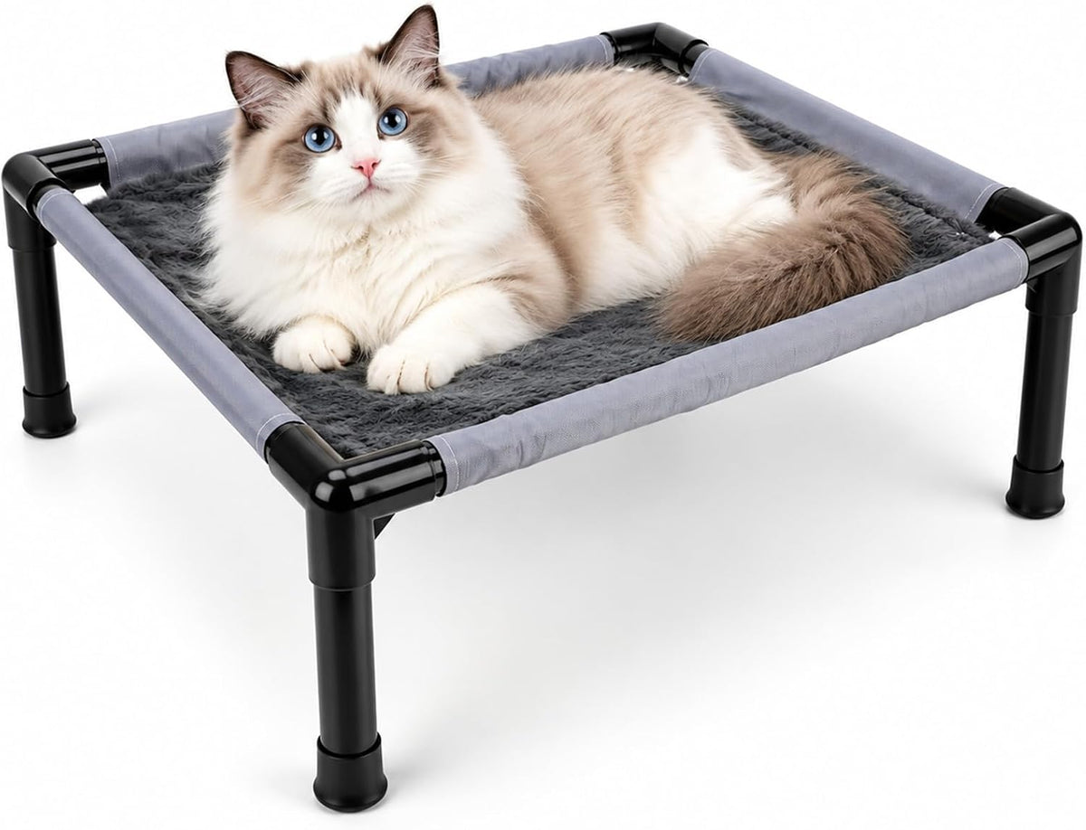 FHTONGE Elevated Cat Hammock Bed, Fur Cot for Large Cats Rabbits Small Dog