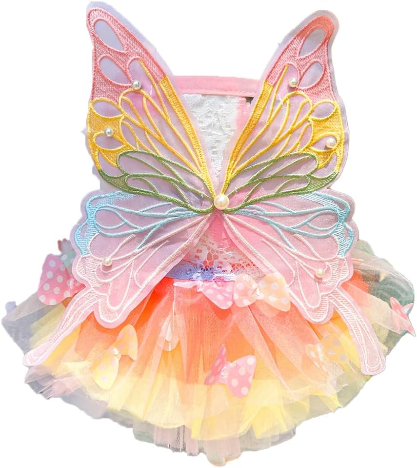 Dog Rainbow Butterfly Princess Dress Summer Thin, S