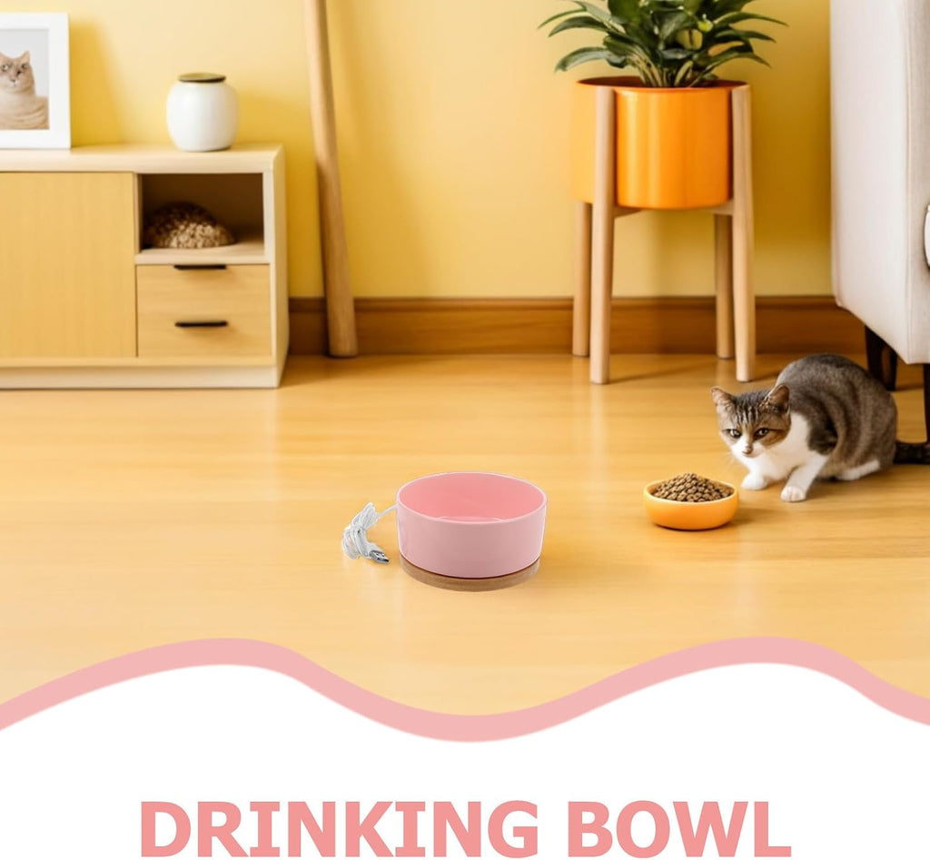 Heated PET Bowl 350ml USB Ceramic Water Dish for Cats Dogs