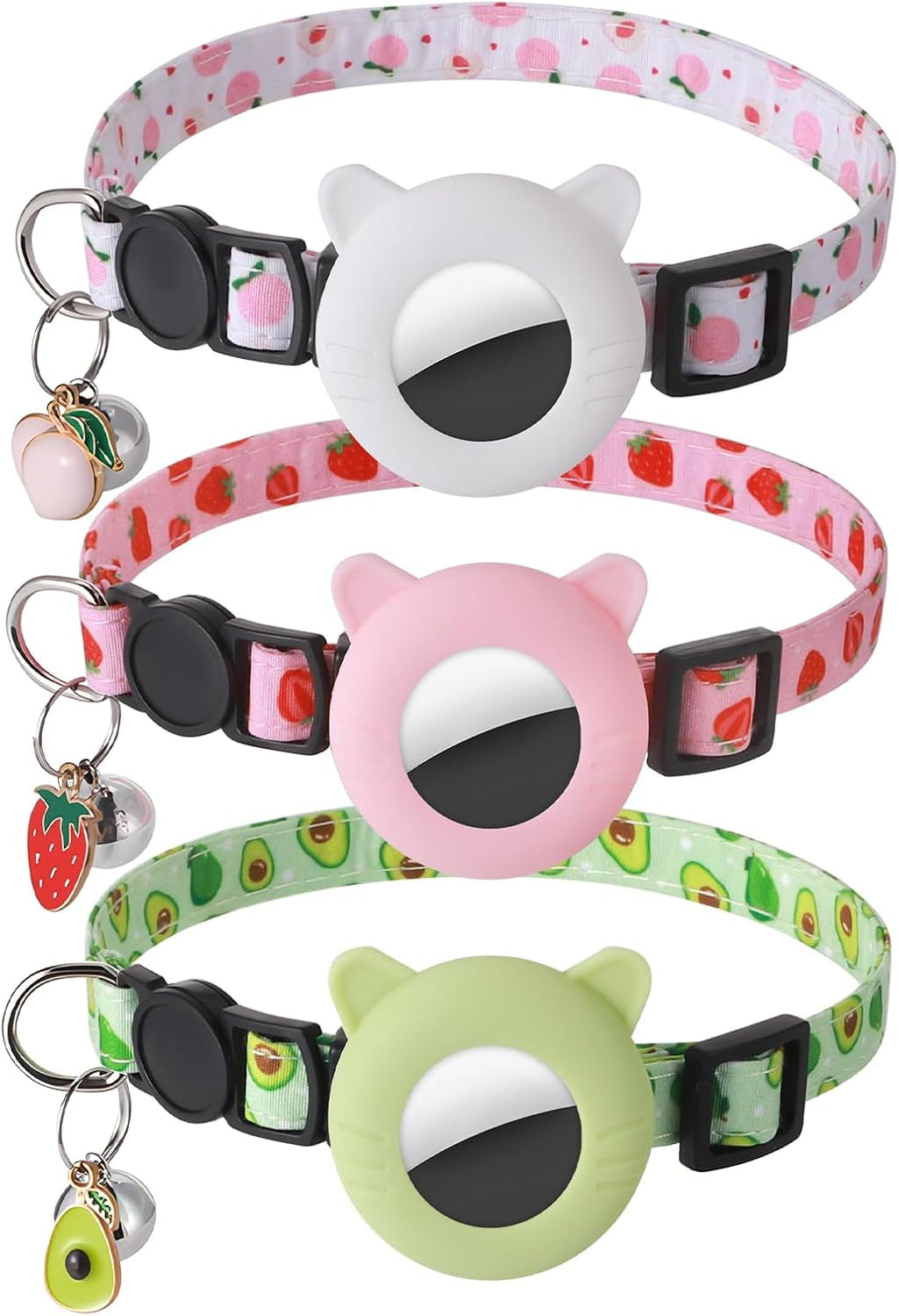 3 Pack Airtag Cat Collar Breakaway Fruit Cat Collars with Air Tag Holder