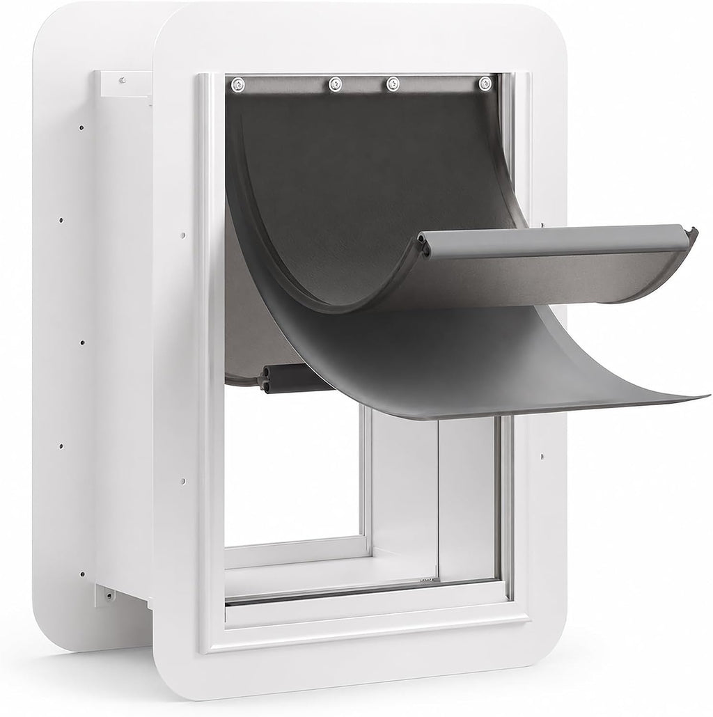 URSPET Medium Dog Door for Wall, 3-Flap Insulated, Steel Frame,White