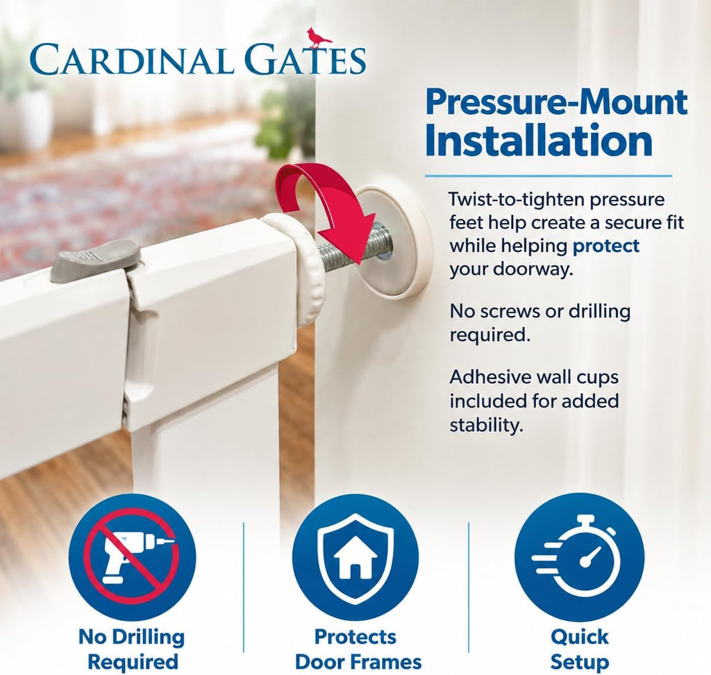 Cardinal Gates 36-Inch Pressure-Mount Baby/Pet Gate, White, 40.25-43 in