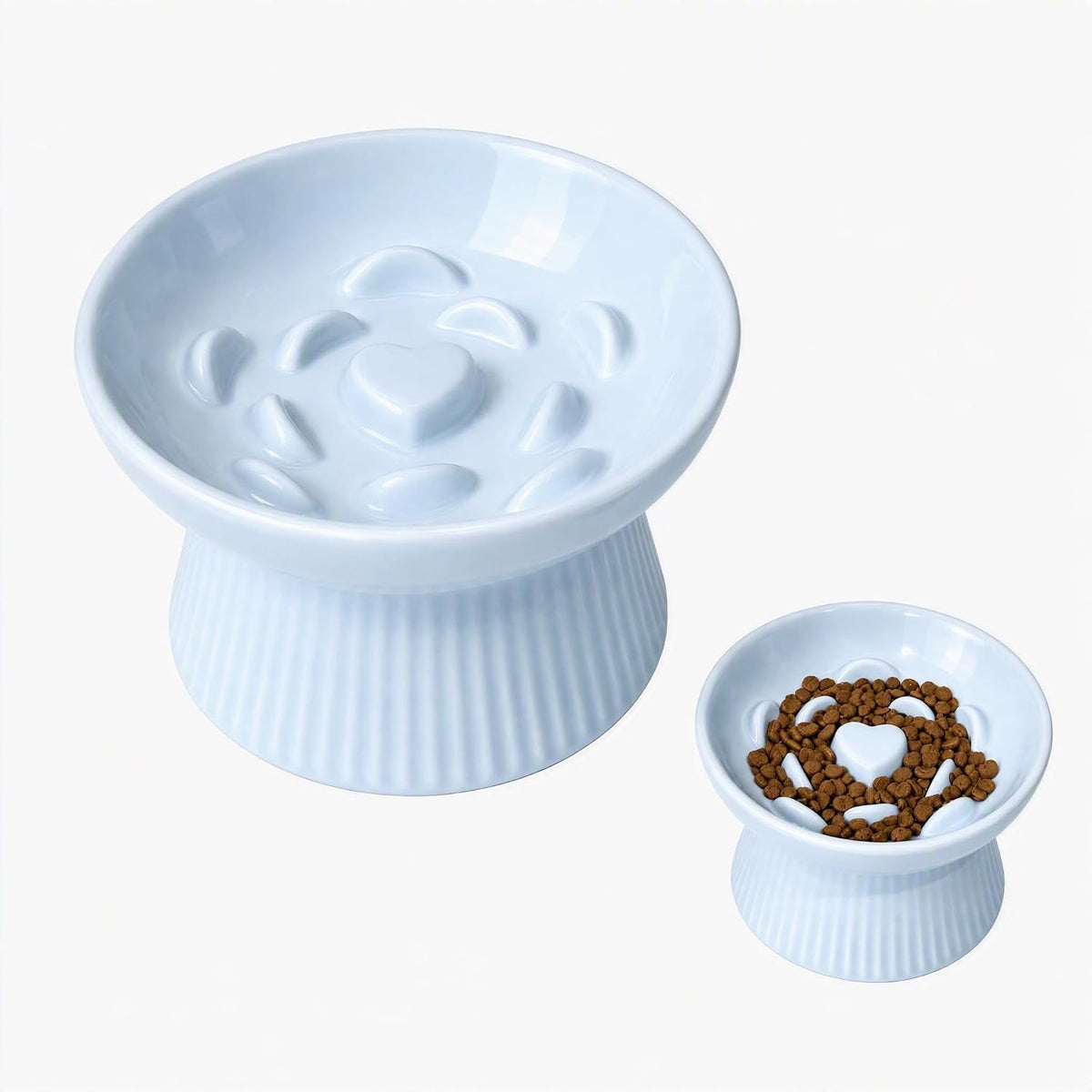 Elevated Slow Feeder Cat Bowl Ceramic Raised Feeder Pink