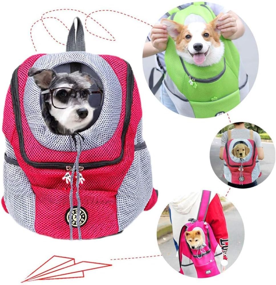 Hands-Free Dog Backpack Carrier for Small Medium Dogs & Cats (13-17 lbs), Breathable Legs Out Pet Front Carrier with Adj