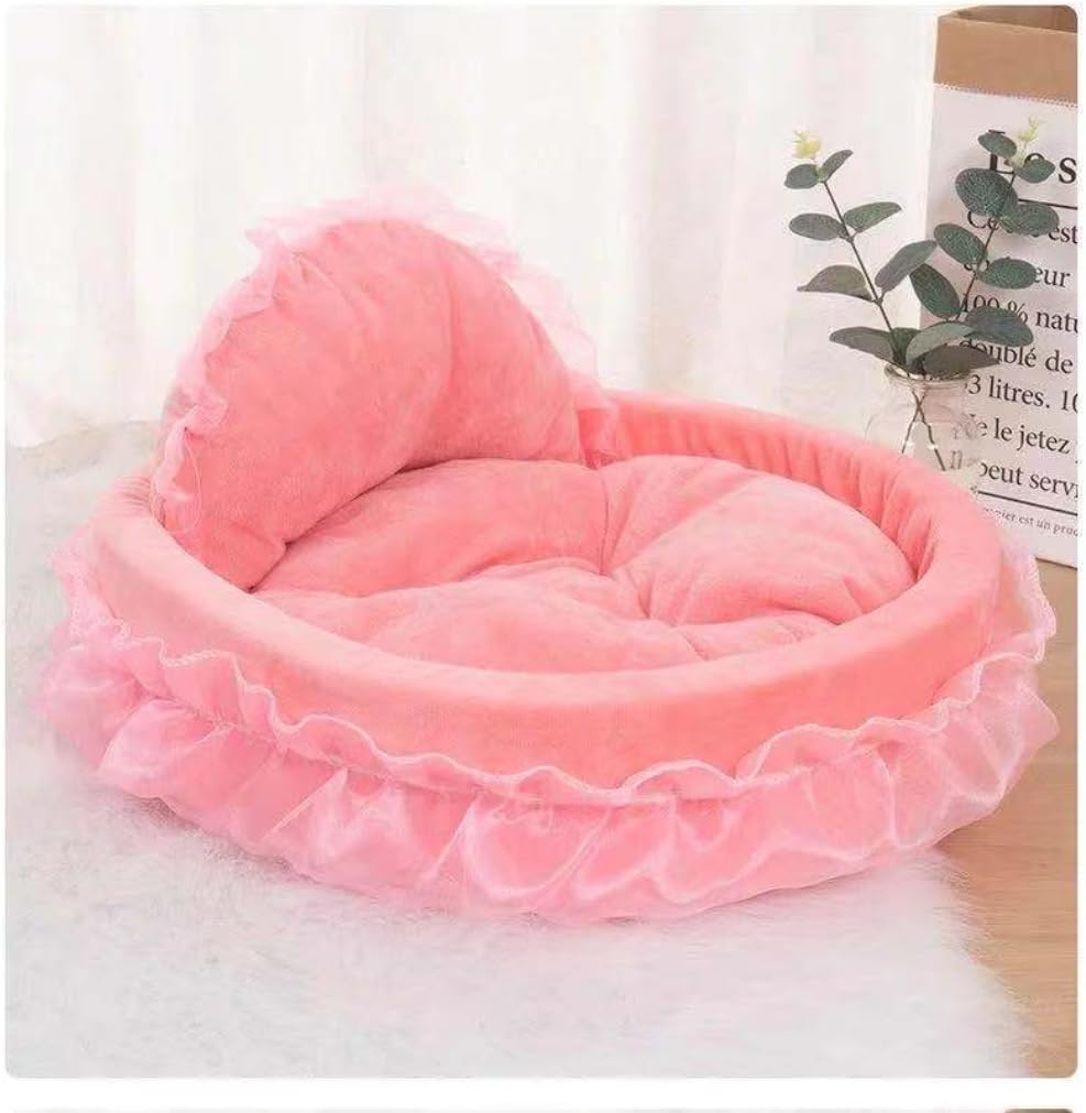 Washable Princess Pet Bed for Small Medium Dogs & Cats - Soft Plush Warm Cave Sofa Cushion, Cozy Snuggle Nest Mat, Cute 