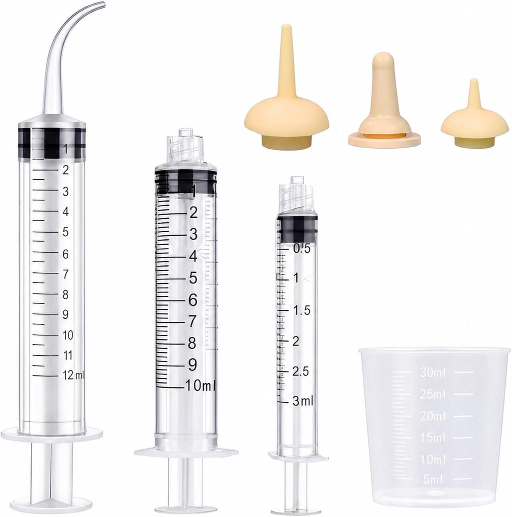 Pet Nursing Kit, Kitten Bottle Feeding Set with Nursing Nipples, Formula Dispenser, Liquid Syringe for Newborn Puppies a
