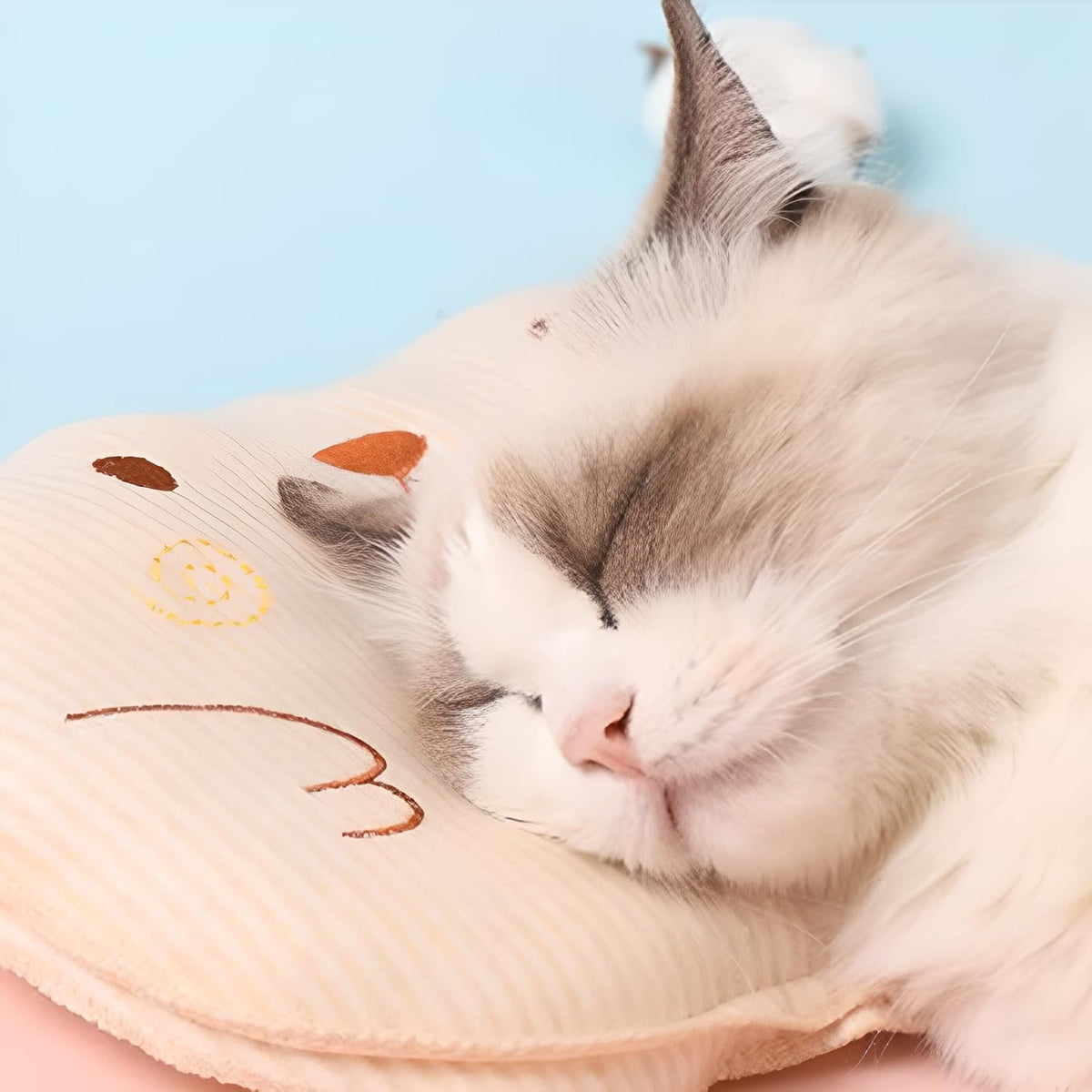 Polyester Fiber Pet Sleeping Pillow for Small Dogs Cats Beige