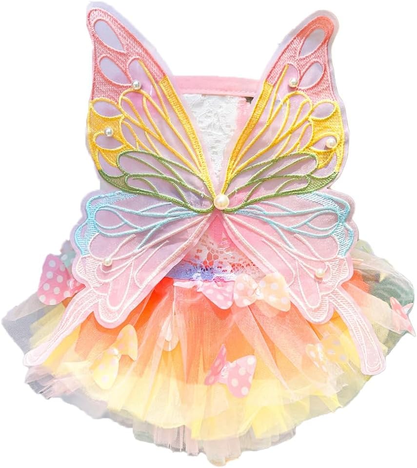 Dog Rainbow Butterfly Princess Dress Summer Thin, S