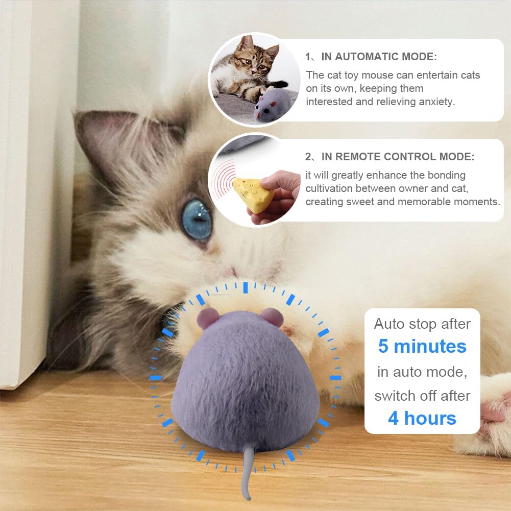 Remote Control Mouse Cat Toy,RC Fake Mouse Toy with Wireless Controller