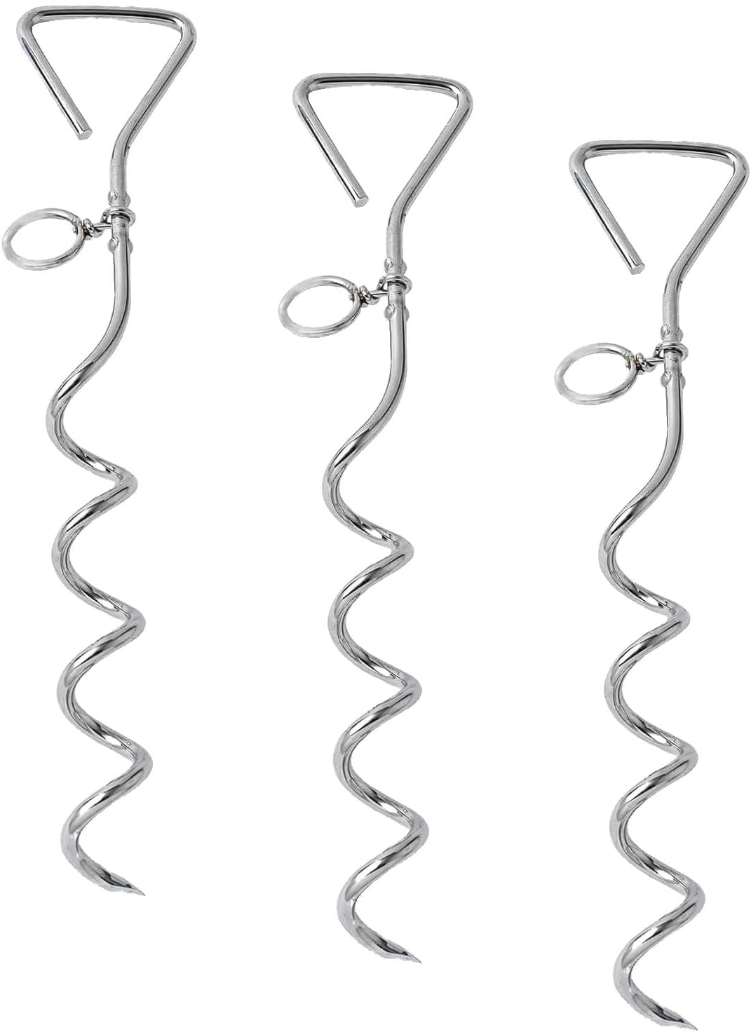 Dog Tie-Out Stake, Durable Silver Spiral Anchorstake, Secure Outdoor Tethering for All Cable Leash Chain, Camping Yard, 
