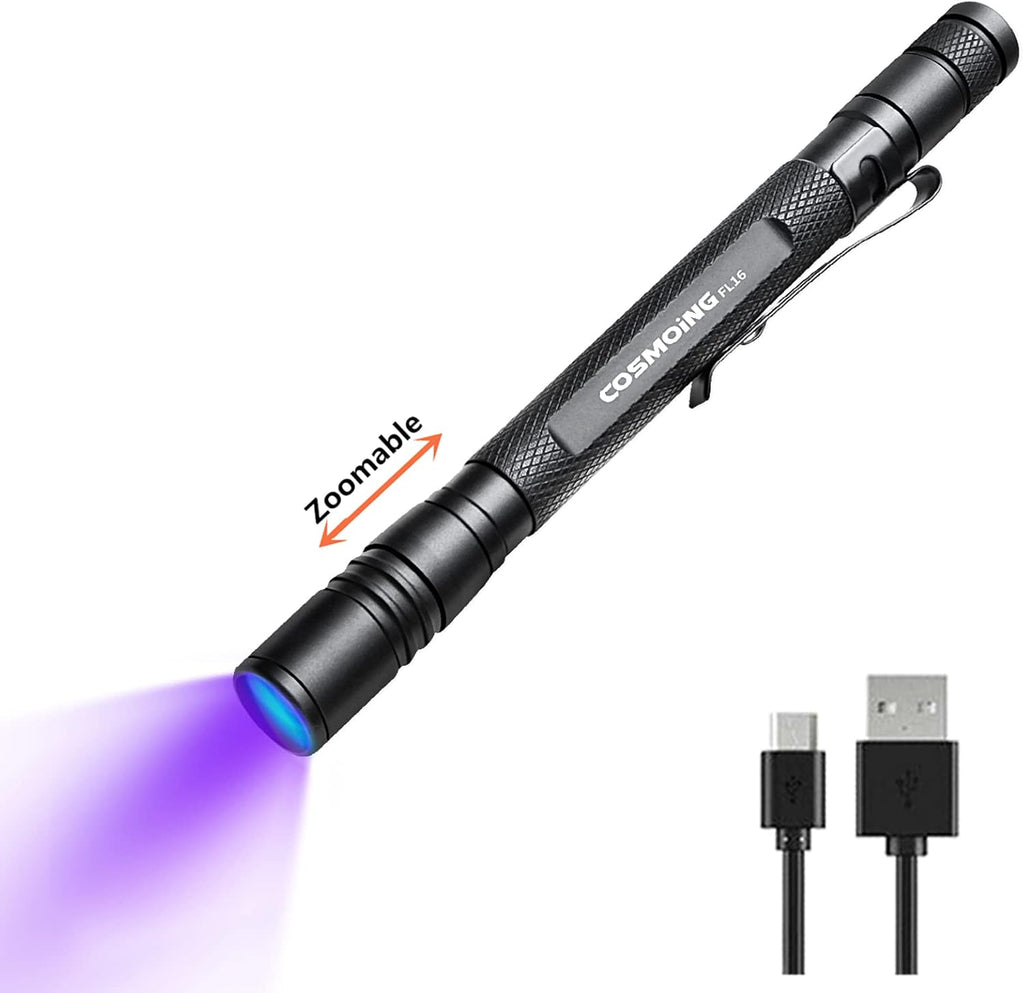 UV Flashlight 395nm Zoomable Black Light Lamp Ultraviolet Lights