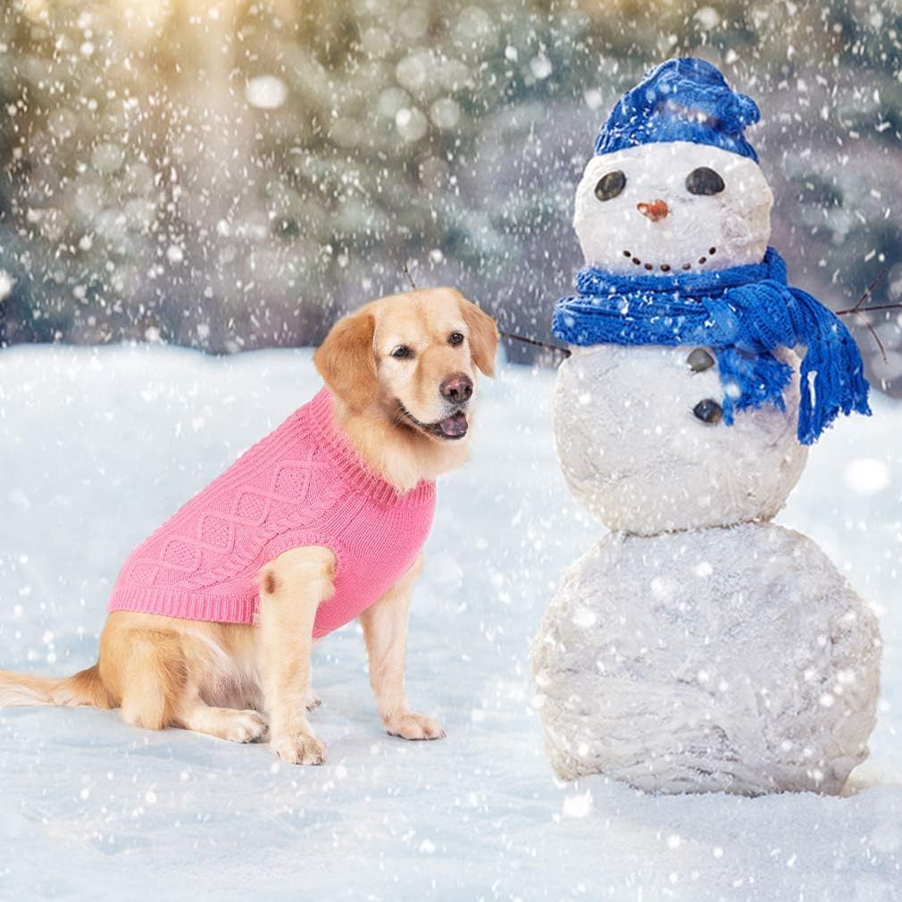 BINGPET Dog Sweater for Large Dogs, Turtleneck Knitted Clothes