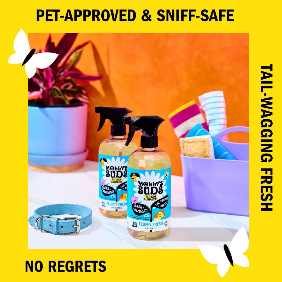 Molly's Suds Pet Odor Eliminator Spray for Dog and Cat Urine, Carpet Stains, and Strong Smells – Cleaner with Essential 