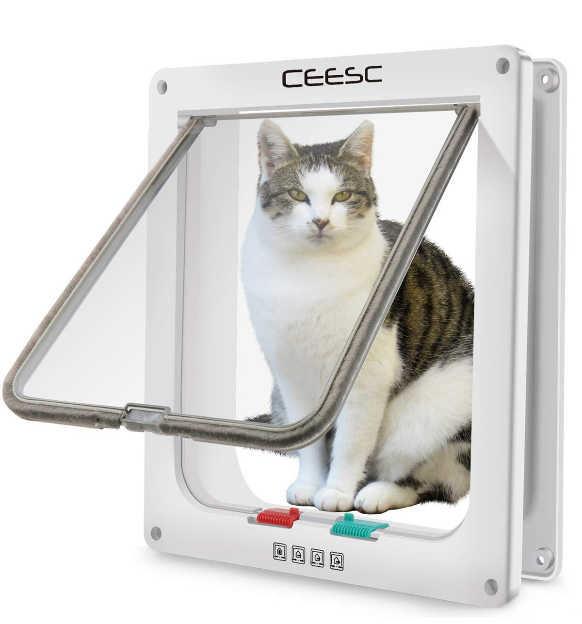 CEESC X-Large Cat Door for Pets up to 25 lbs, Weatherproof, White