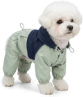 Pet Waterproof Raincoat Four-Legged Windproof Dog Jacket Hooded Jumpsuit for Small Medium Pets (Green,S)