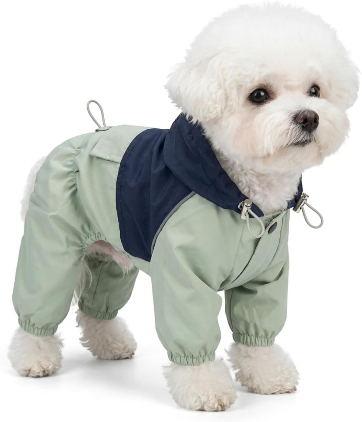 Pet Waterproof Raincoat Four-Legged Windproof Dog Jacket Hooded Jumpsuit for Small Medium Pets (Green,S)