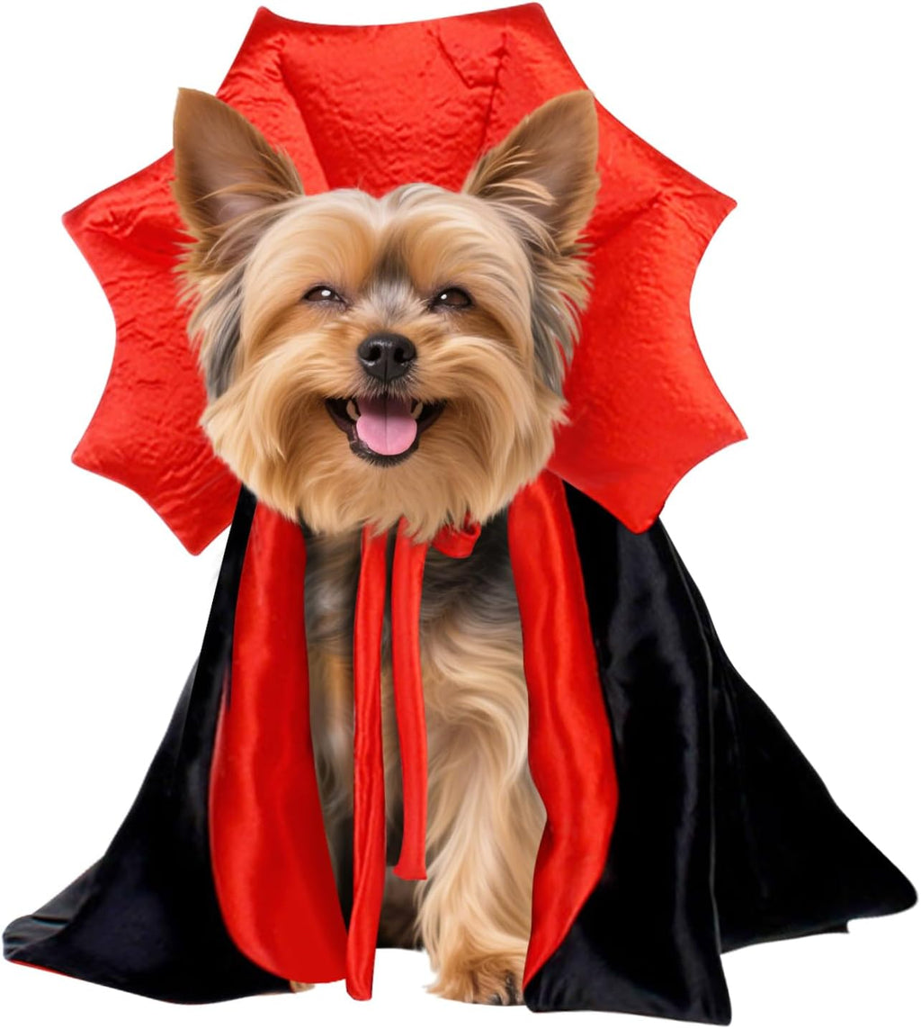 Dog Halloween Costumes for Small Medium Large Dogs Cats, Adjustable Cat Dog Vampire Costume Cloak Stand-Collar,Small Dog