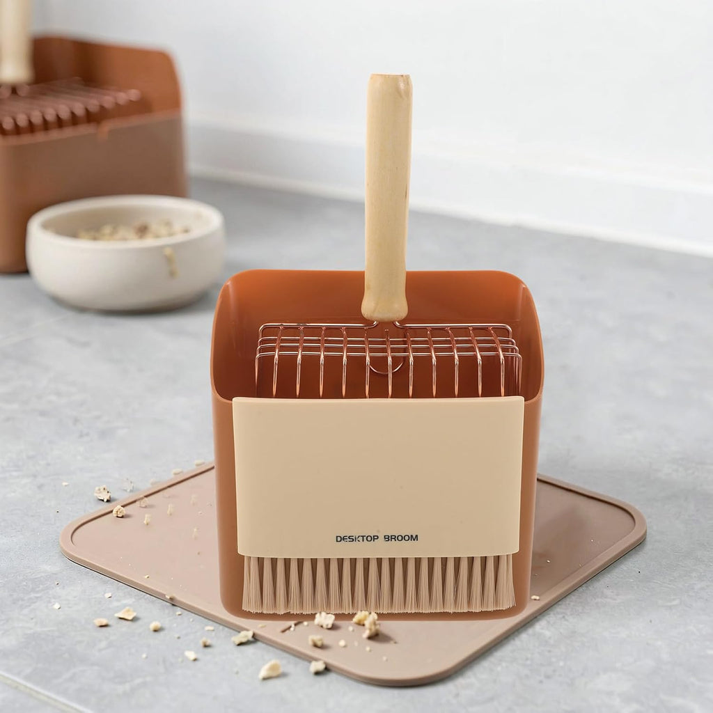 UKCOCO 1 Set Cat Litter Scooper with Holder Small Broom and Dustpan