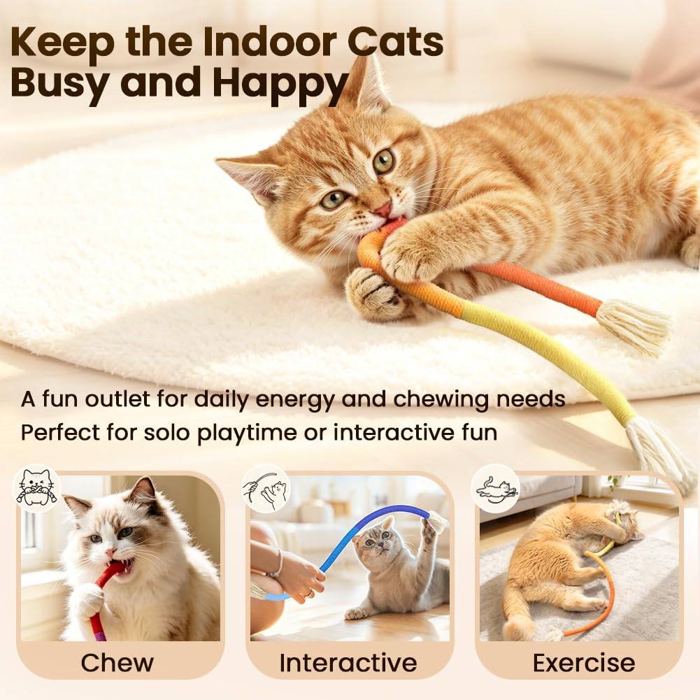 Retro Shaw Cat Chew Ropes with Catnip, Teeth Cleaning, 3Pcs 23.6" for Cats