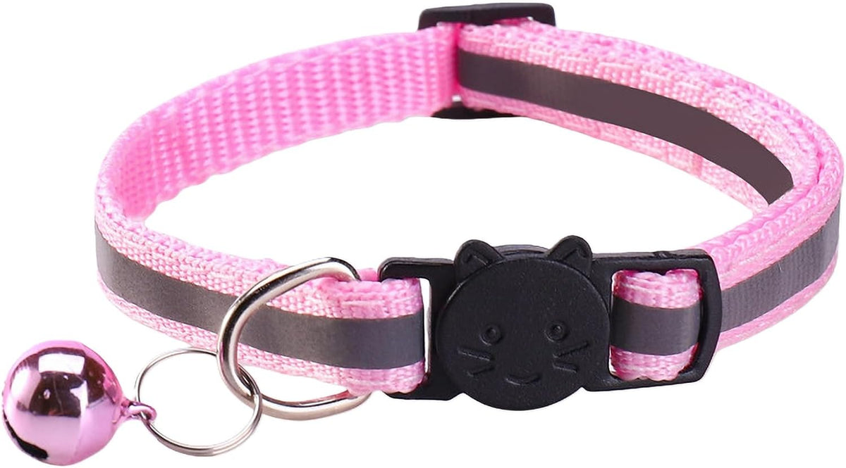 14 Pack Breakaway Cat Collar with Bell, Reflective Kitten Collar for Girl Boy Cats, Safety Buckle Adjustable 7.5-12.5 In