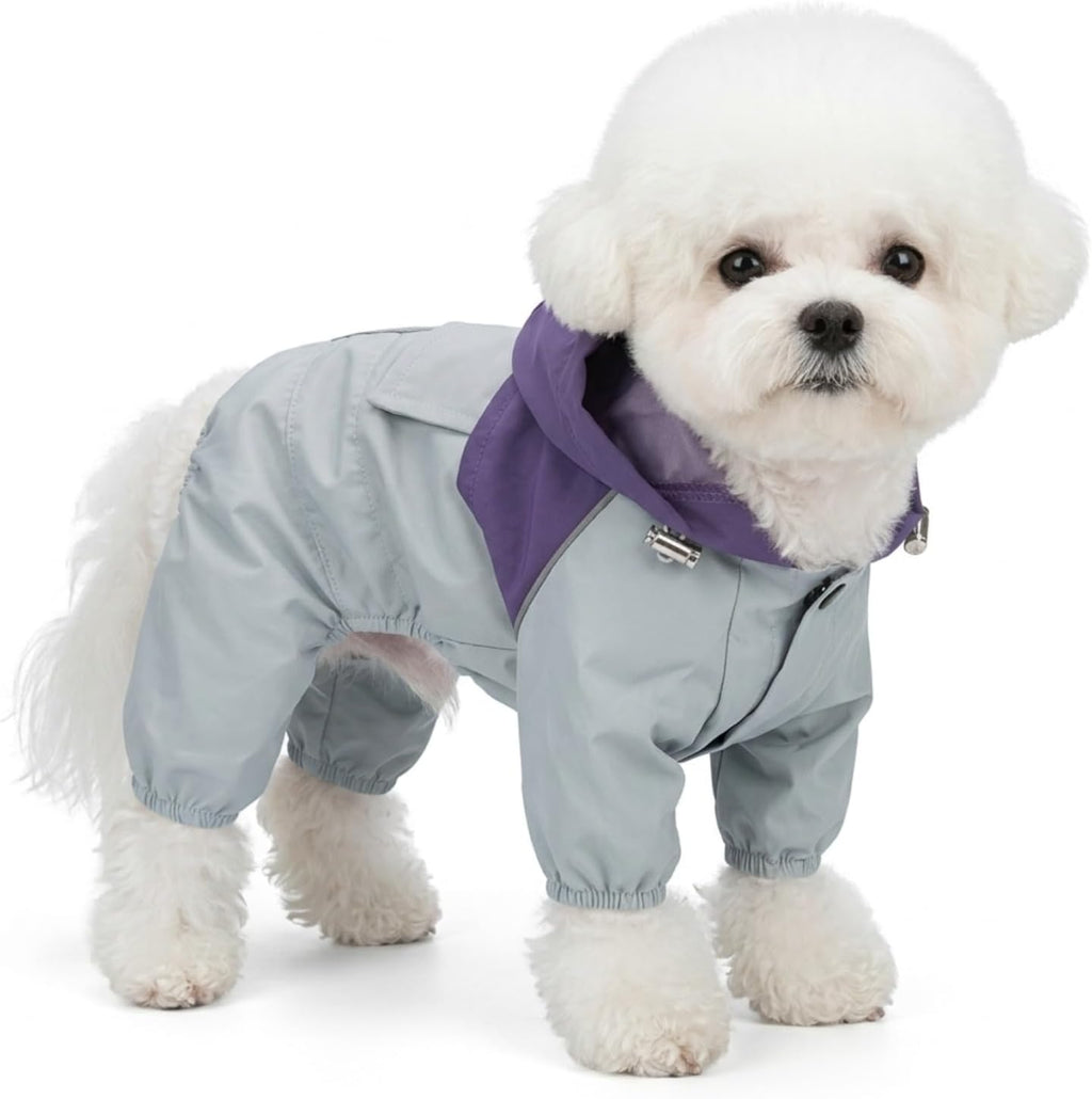 Pet Waterproof Raincoat Four-Legged Windproof Dog Jacket Hooded Jumpsuit for Small Medium Pets (Green,S)