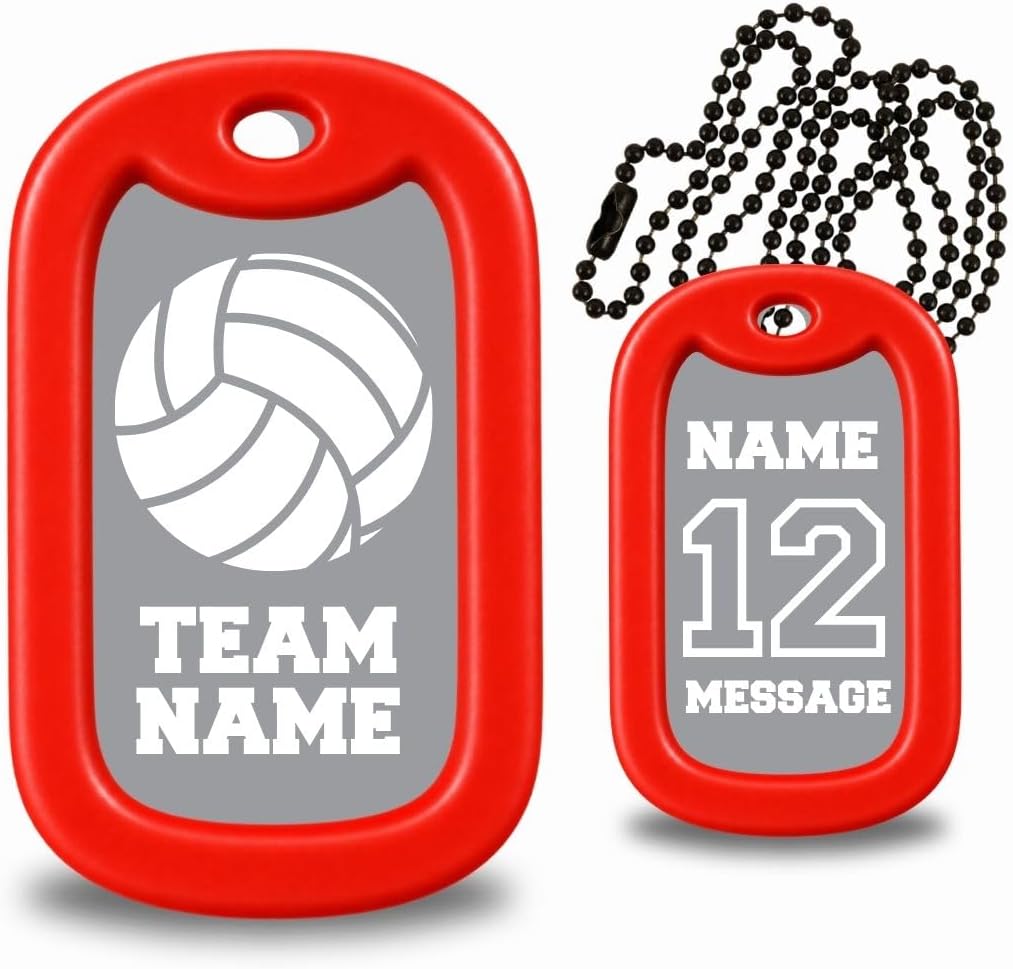 Volleyball Team Dog Tag Necklace Custom Name Number Team Gift