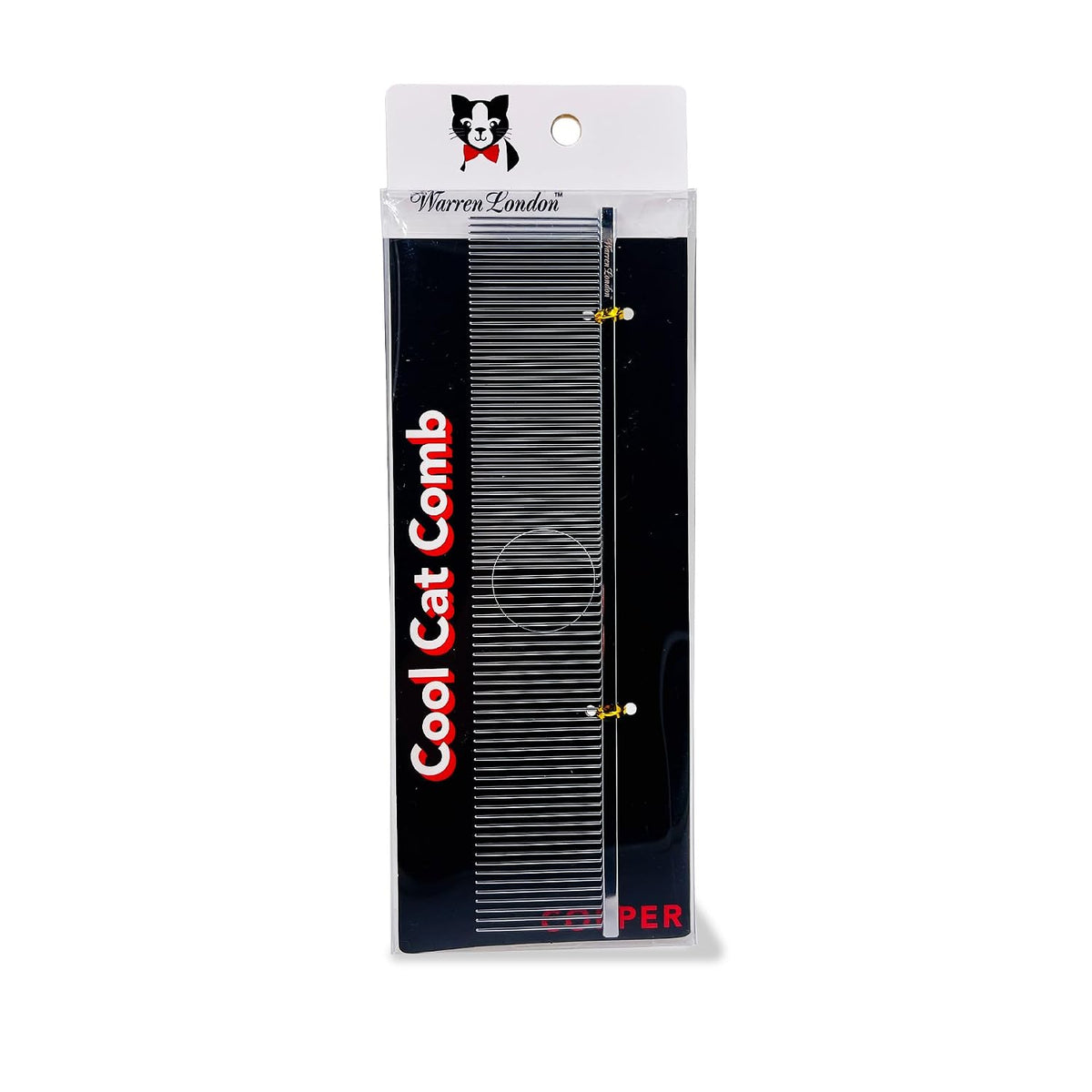 Warren London Carding Cat Comb | 7.5 inches made with Copper | Rounded Tips Prevent Irritation | Dual Tooth Design for S
