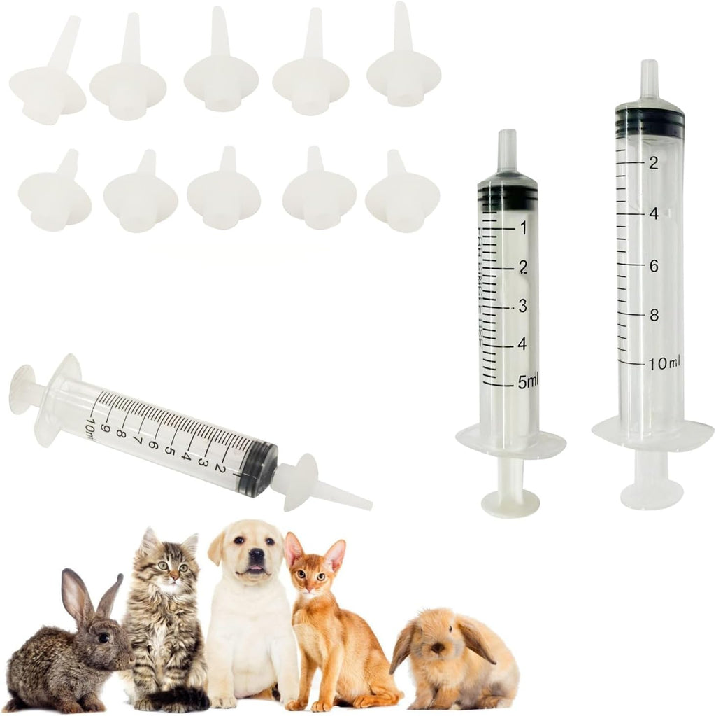 Kitten Nipples for Feeding Puppy Bottle with Nipple and Syringe