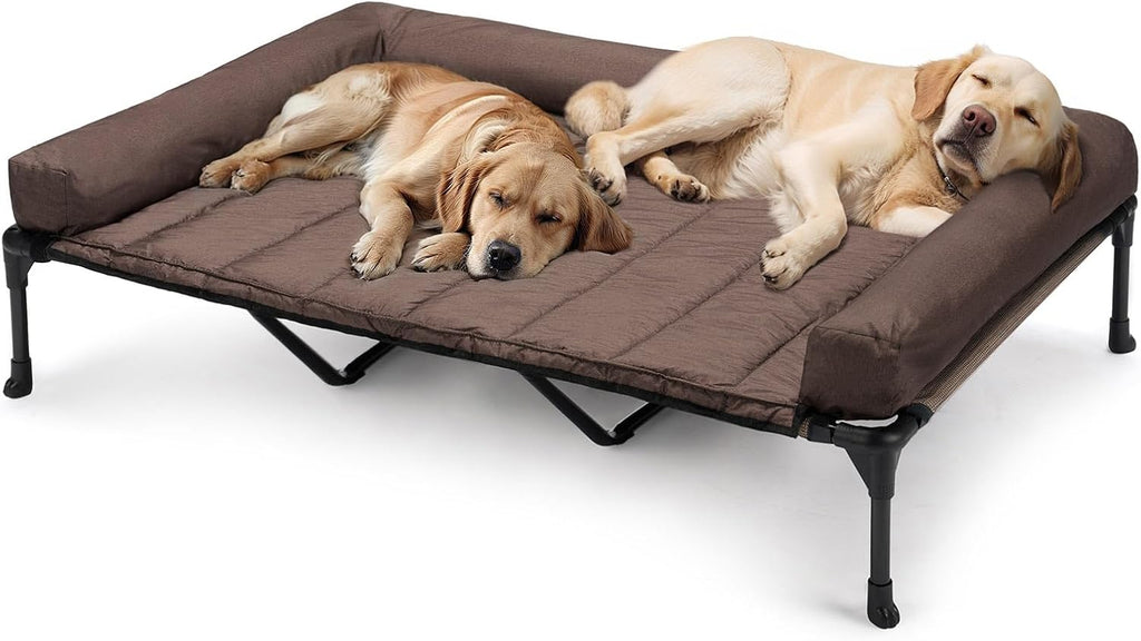 Veehoo Outdoor Elevated Dog Bed with Waterproof Bolster Cushion, Cooling