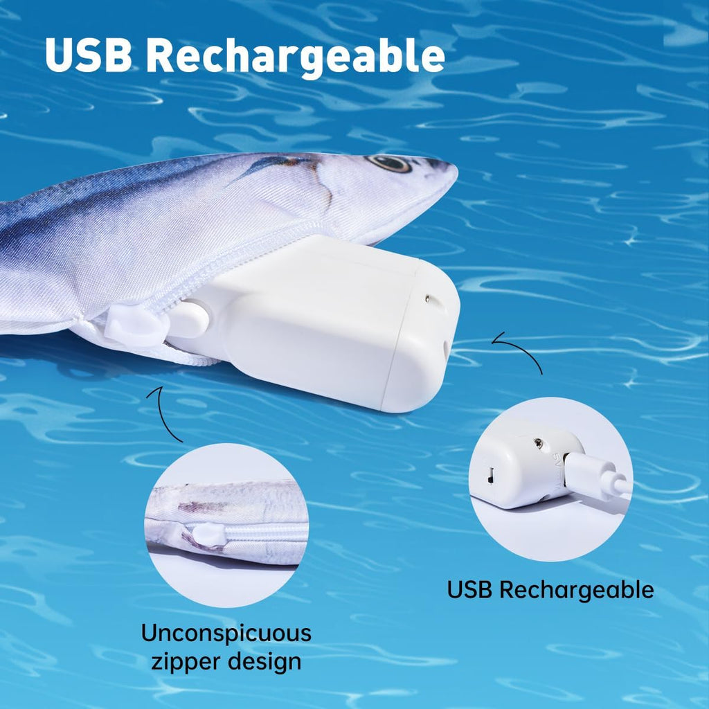 Petgravity Bite-Sized Realistic Flopping Fish Cat Toys, 3 Pack, Interactive Cat Toys for All Breeds, Tap-Activated 3 Fla