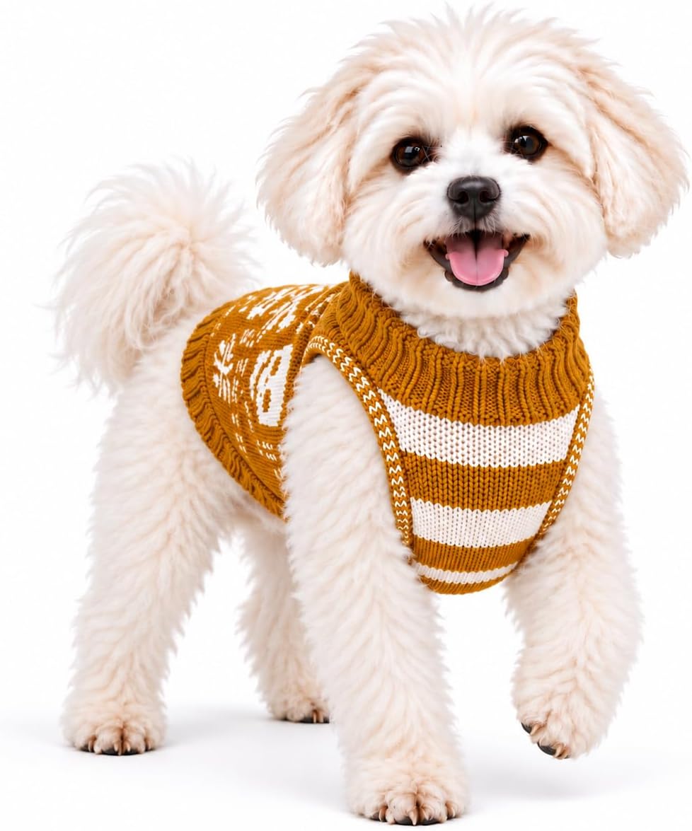 Halloween Dog Sweater for Small Dogs,Knit Skull Turtleneck Pullover, Warm Cute Puppy Costume for Party Photos,Fits Chihu