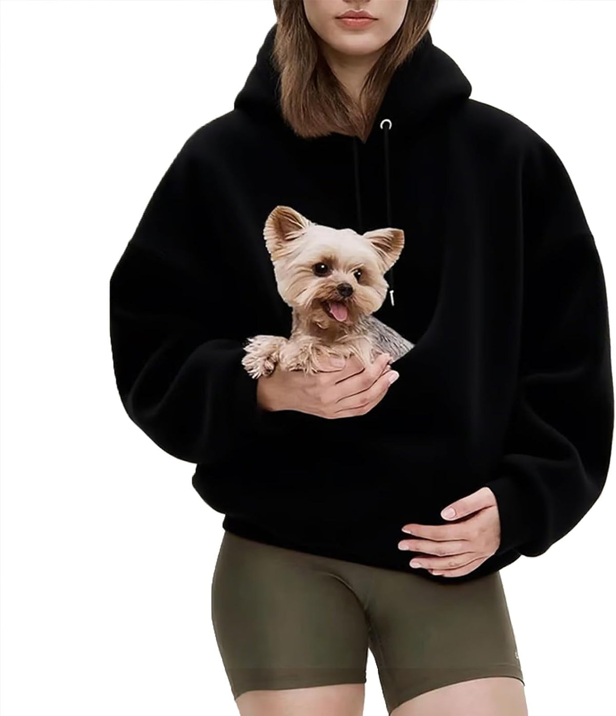 Pet Pouch Hoodie Fleece Cat Dog Carrier Sweatshirt, Blue-M