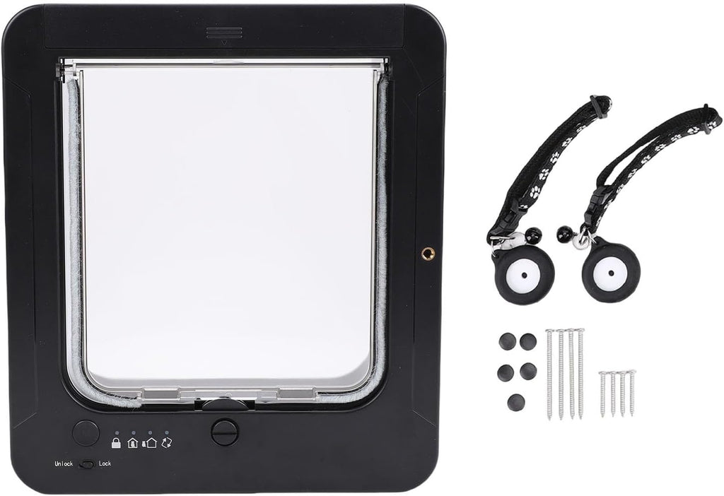 Automatic Pet Door with Collar Activated Sensing for Cats and Dogs, 2 Way Entry Direction Control, Safety Guard Mechanis