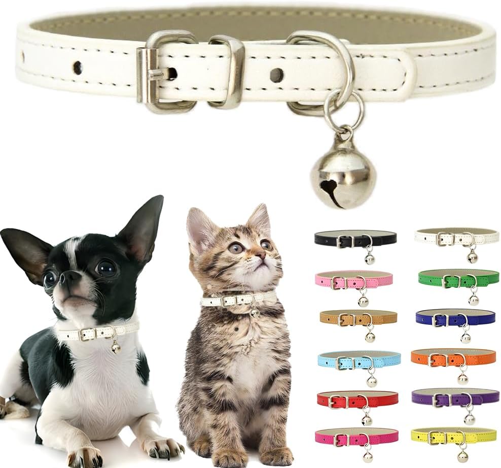 Purple XS Cat Collar with Bell, XXS Kitten Puppy Dog Collars X-Small