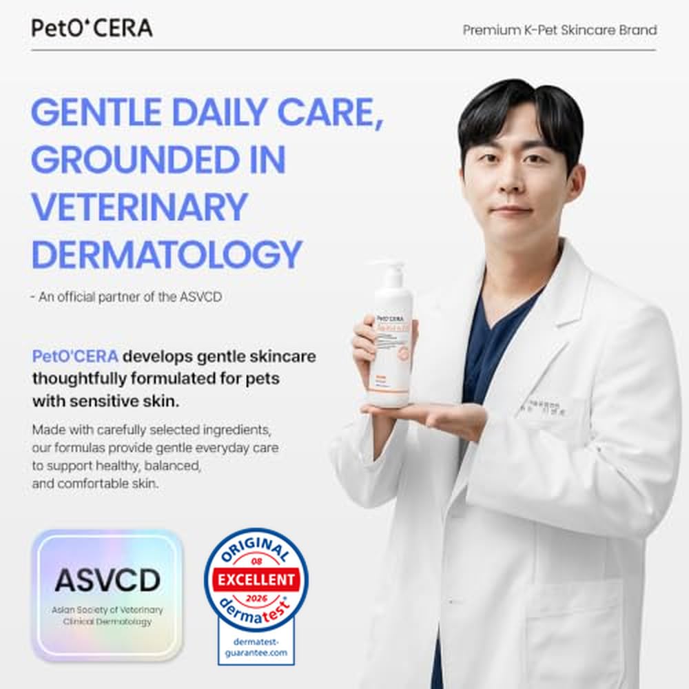 Breezytail PetO’Cera All-in-One Cat Shampoo and Conditioner | Hypoallergenic Cat Skin & Coat Care | Itch Relief, Moisturizing & Rejuvenating | Veterinarian Approved and Formulated (10.1oz, 300ml)